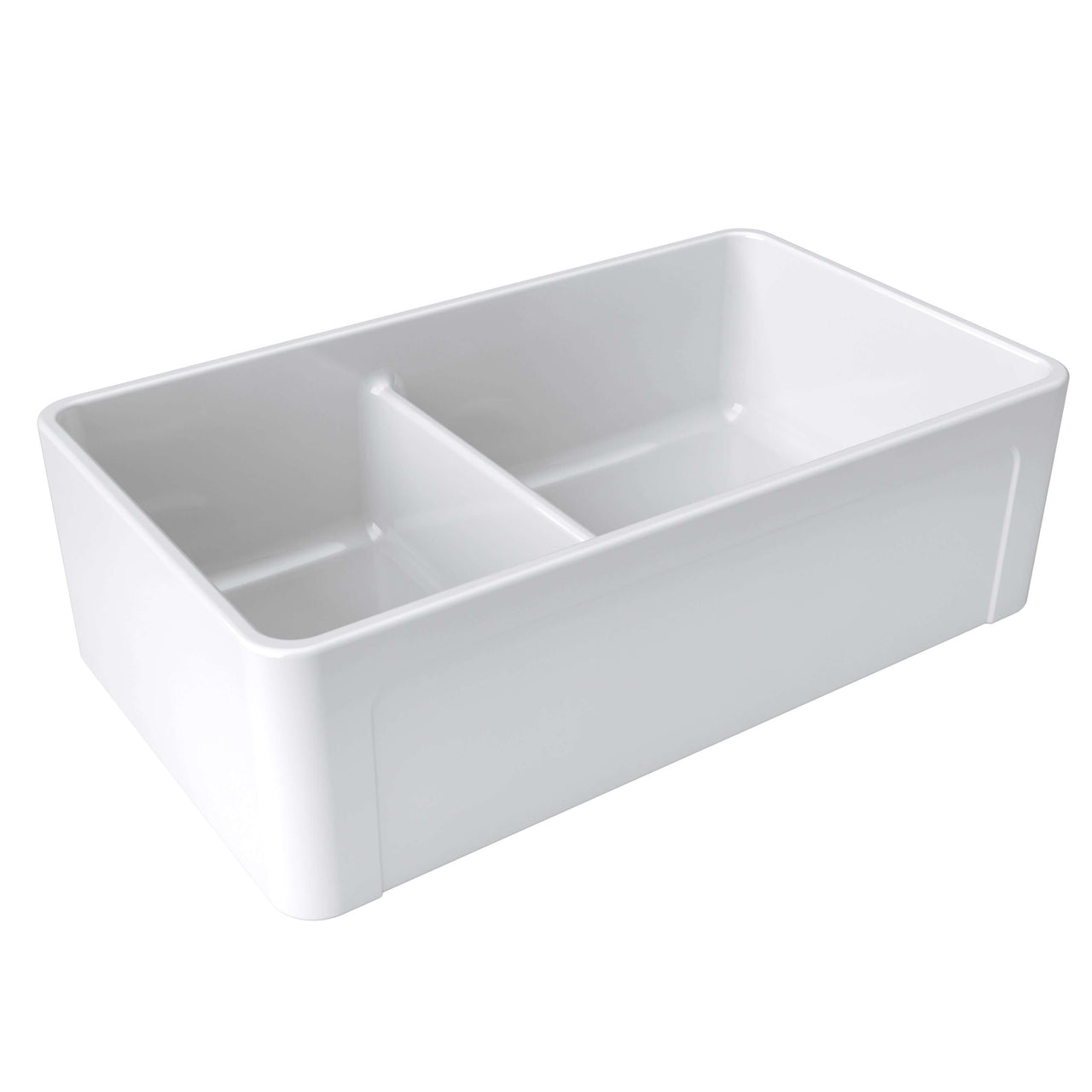 LaToscana 33" Double Bowl Reversible Farmhouse Fireclay Kitchen Sink in White