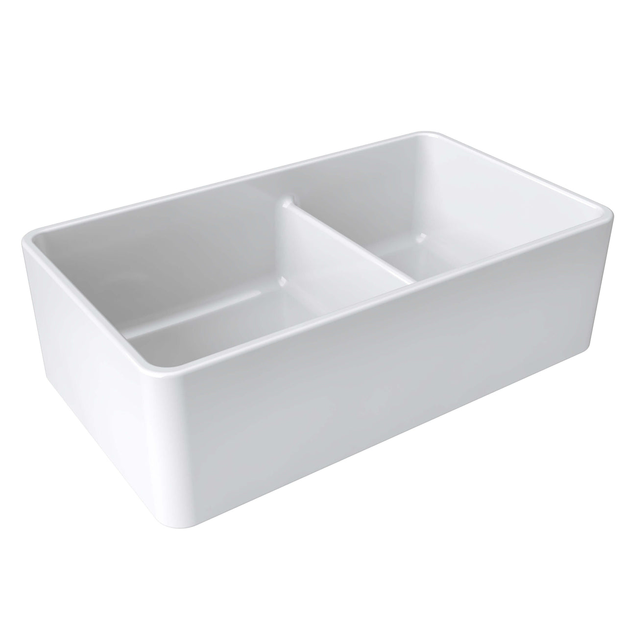 LaToscana 33" Double Bowl Reversible Farmhouse Fireclay Kitchen Sink in White