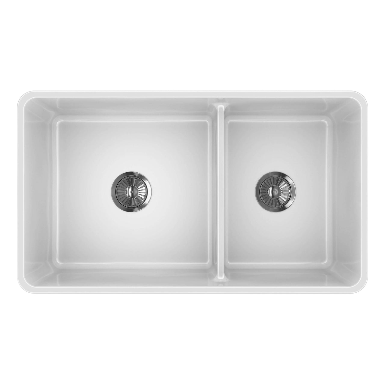 LaToscana 33" Double Bowl Reversible Farmhouse Fireclay Kitchen Sink in White