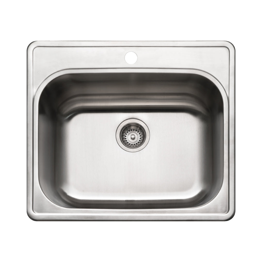 Houzer Laundry 25 inch Stainless Steel Drop-in Topmount 1-hole Single Bowl Sink, 12 inch Deep Laundry Sink