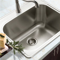 Thumbnail for Houzer Laundry 25 inch Stainless Steel Drop-in Topmount 1-hole Single Bowl Sink, 12 inch Deep Laundry Sink