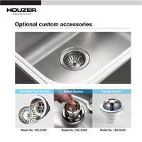 Thumbnail for Houzer Laundry 25 inch Stainless Steel Drop-in Topmount 1-hole Single Bowl Sink, 12 inch Deep Laundry Sink