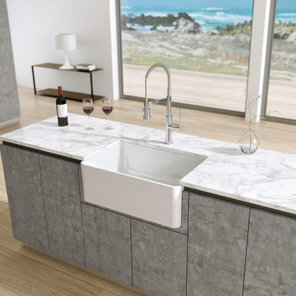 LaToscana 27" Single Bowl Reversible Farmhouse Fireclay Kitchen Sink in White