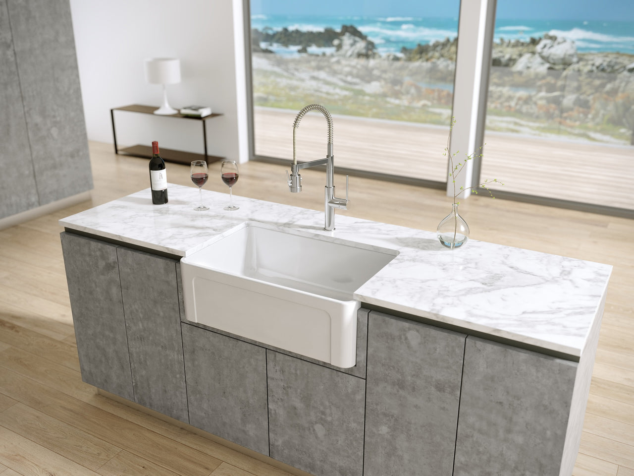 LaToscana 30" Single Bowl Reversible Farmhouse Fireclay Kitchen Sink in White