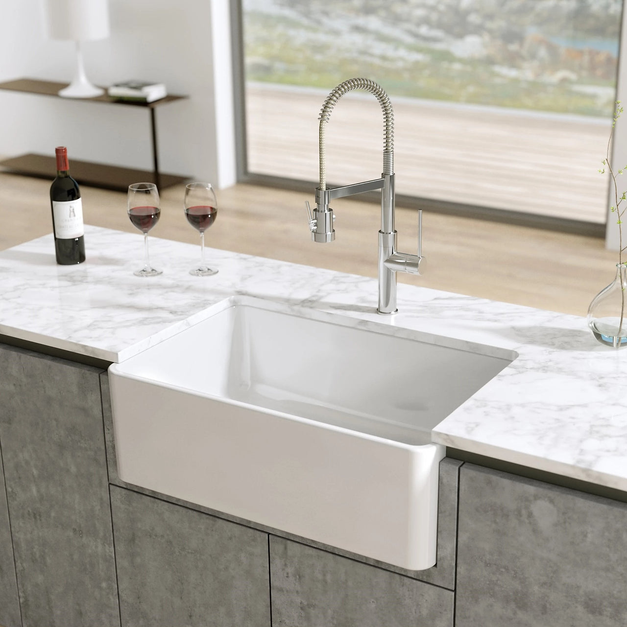 LaToscana 30" Single Bowl Reversible Farmhouse Fireclay Kitchen Sink in White