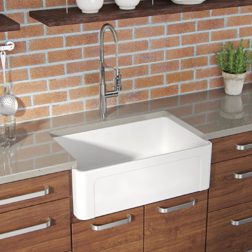 LaToscana 30" Single Bowl Reversible Farmhouse Fireclay Kitchen Sink in White