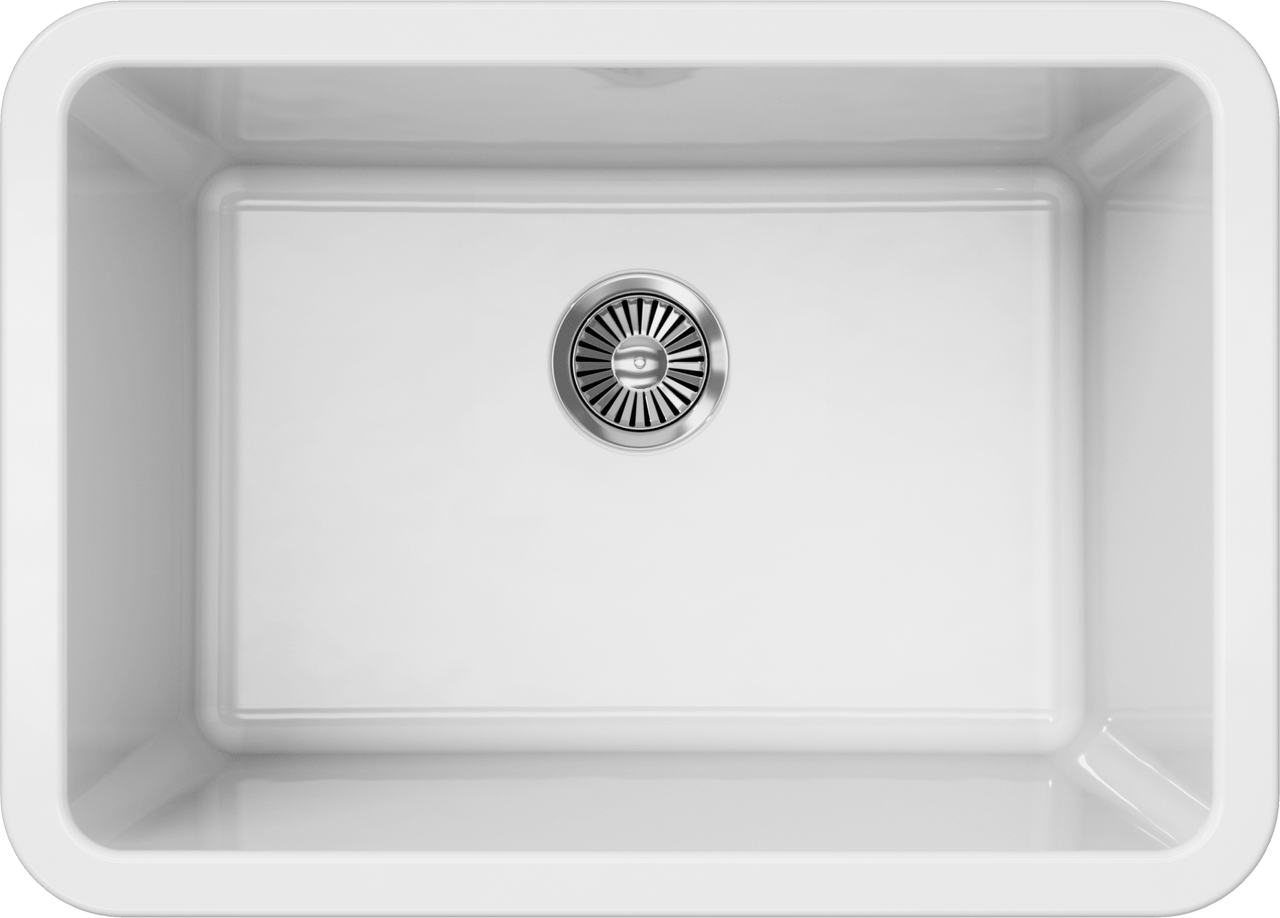 LaToscana 27" Single Bowl Drop-in/Undermount Fireclay Kitchen Sink in White