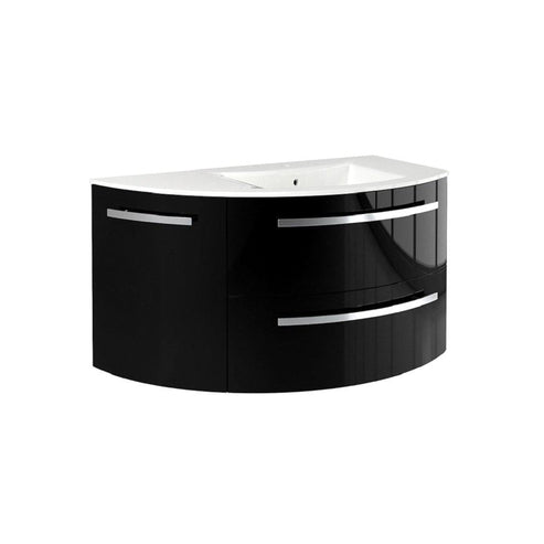 LaToscana 38" Ameno Series Right Side Corner Sink Modern Bathroom Wall-Mounted Vanity Left Rounded Cabinet