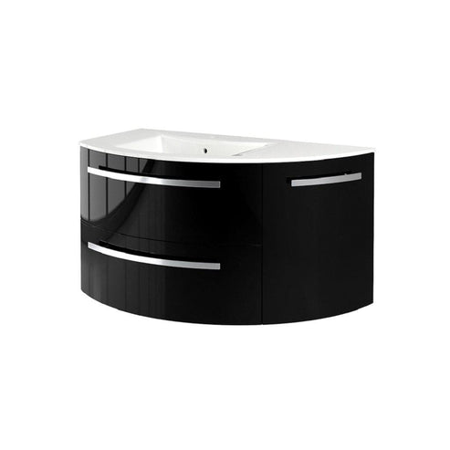 LaToscana 38" Ameno Series Left Side Corner Sink Modern Bathroom Wall-Mounted Vanity Right Rounded Cabinet