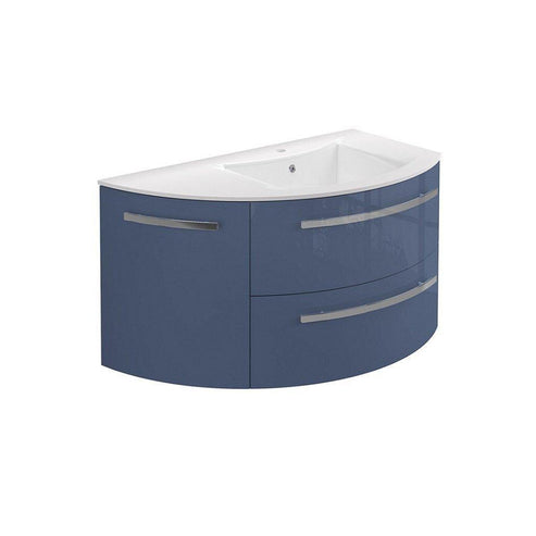 LaToscana 38" Ameno Series Right Side Corner Sink Modern Bathroom Wall-Mounted Vanity Left Rounded Cabinet