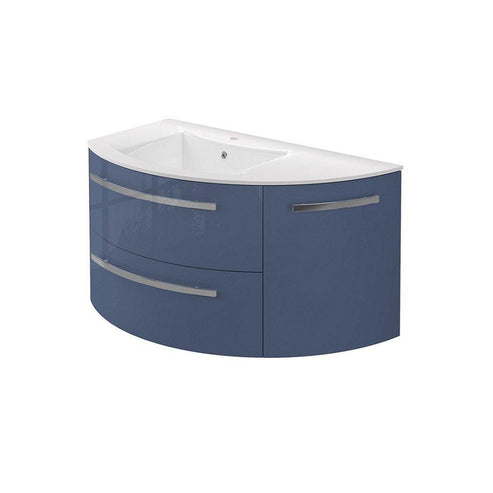 LaToscana 38" Ameno Series Left Side Corner Sink Modern Bathroom Wall-Mounted Vanity Right Rounded Cabinet