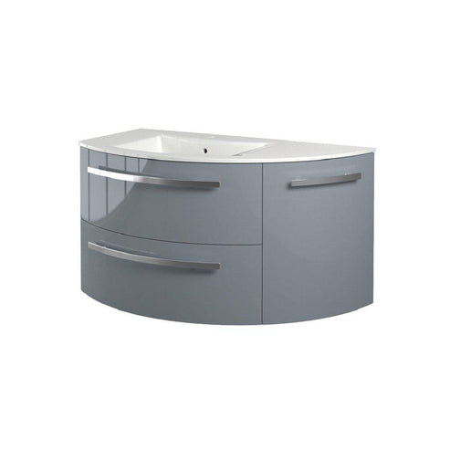 LaToscana 38" Ameno Series Left Side Corner Sink Modern Bathroom Wall-Mounted Vanity Right Rounded Cabinet