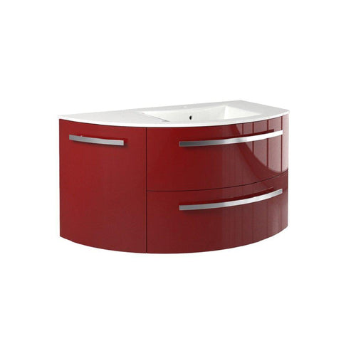 LaToscana 38" Ameno Series Right Side Corner Sink Modern Bathroom Wall-Mounted Vanity Left Rounded Cabinet