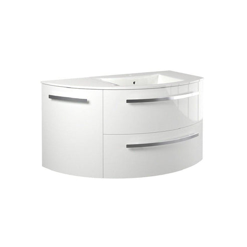 LaToscana 38" Ameno Series Right Side Corner Sink Modern Bathroom Wall-Mounted Vanity Left Rounded Cabinet