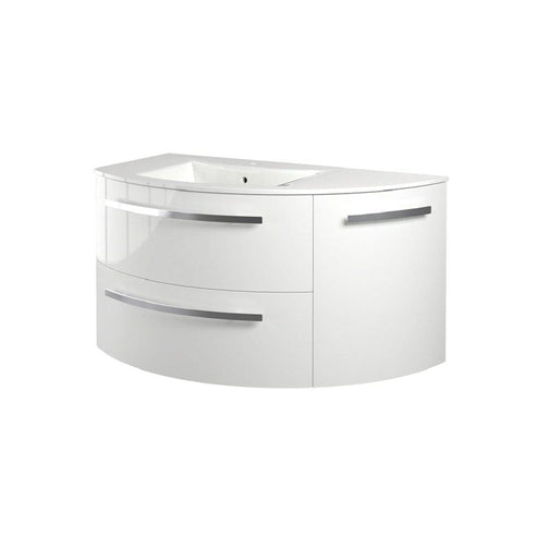 LaToscana 38" Ameno Series Left Side Corner Sink Modern Bathroom Wall-Mounted Vanity Right Rounded Cabinet