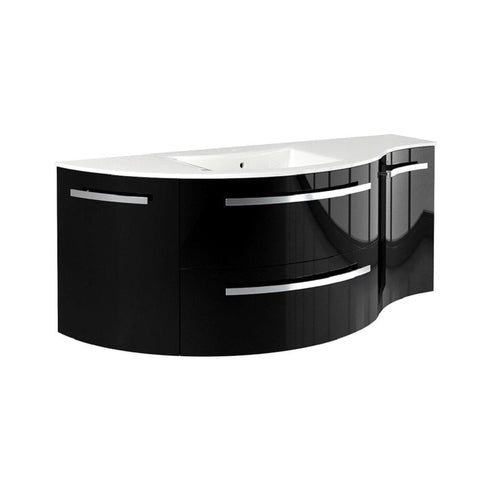 LaToscana 52" Ameno Series Left Side Corner Sink Modern Bathroom Wall-Mounted Vanity Left Rounded & Right Concave Cabinets
