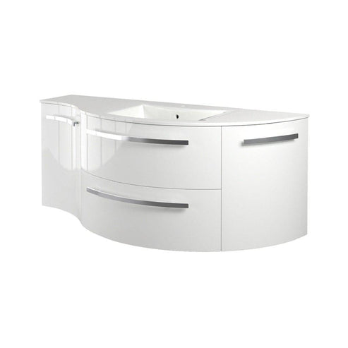 LaToscana 52" Ameno Series Right Side Corner Sink Modern Bathroom Wall-Mounted Vanity Right Rounded & Left Concave Cabinets