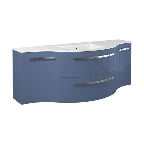 LaToscana 57" Ameno Series Center Sink Modern Bathroom Wall-Mounted Vanity Left & Right Concave Cabinets