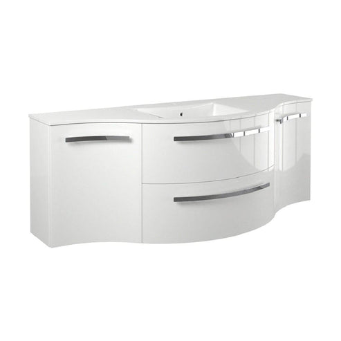LaToscana 57" Ameno Series Center Sink Modern Bathroom Wall-Mounted Vanity Left & Right Concave Cabinets