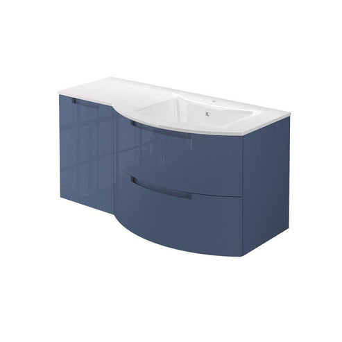 LaToscana 43" Oasi Series Right Sink Modern Bathroom Wall-Mounted Vanity Left Side Cabinet in Distante Blue