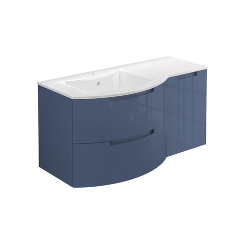 LaToscana 43" Oasi Series Left Sink Modern Bathroom Wall-Mounted Vanity Right Side Cabinet in Distante Blue