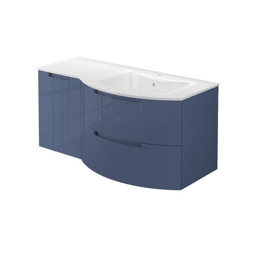 LaToscana 53" Oasi Series Right Sink Modern Bathroom Wall-Mounted Vanity Left Side Cabinet in Distante Blue