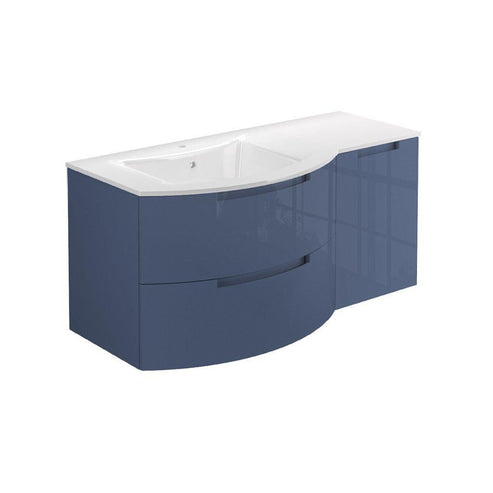 LaToscana 53" Oasi Series Left Sink Modern Bathroom Wall-Mounted Vanity Right Side Cabinet in Distante Blue