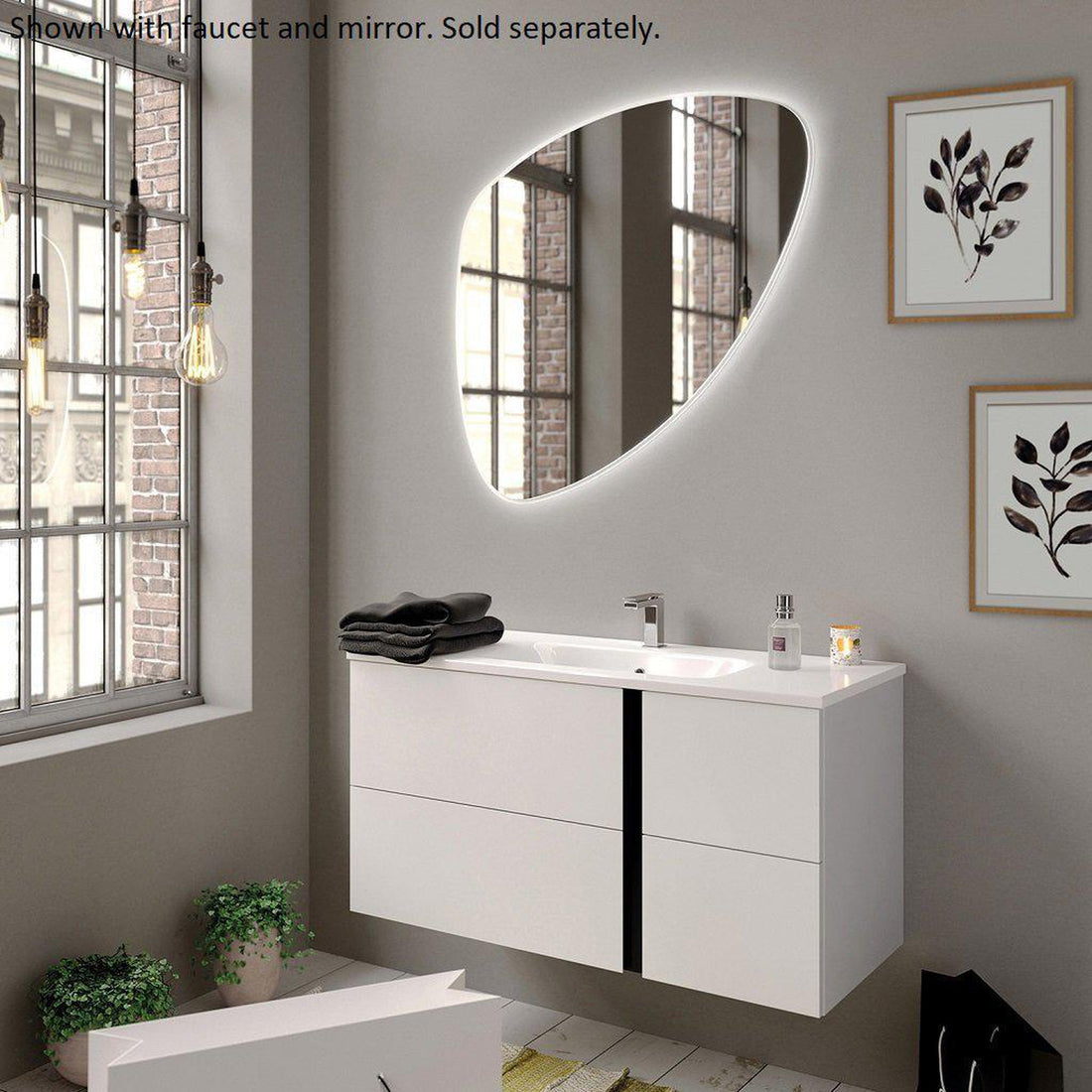 LaToscana 39" Center Sink Vertical Wall-Mounted Vanity White