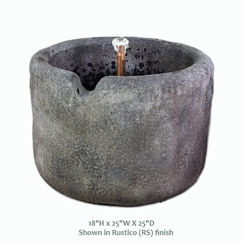 Rustico Finish Low Bowl Outdoor Fountain with Cascading Waterfall Sound