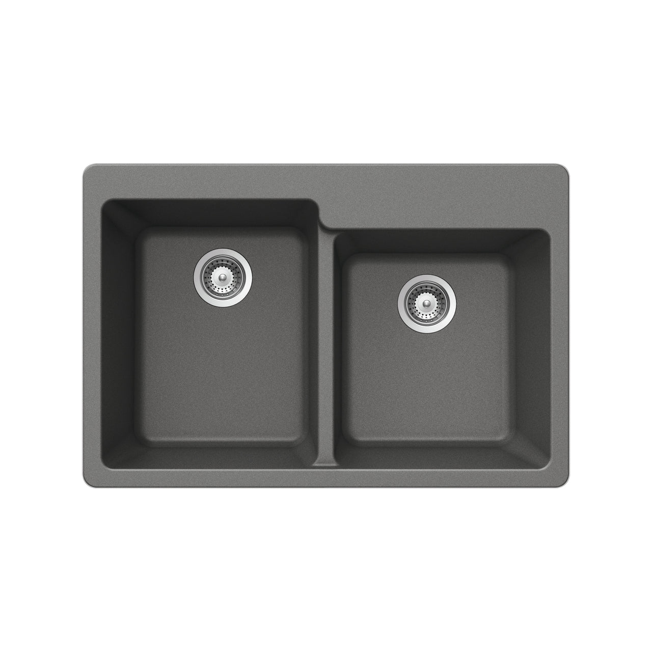 Houzer Quartztone 33 inch Granite Composite Drop-in Topmount 60/40 Double Bowl Kitchen Sink
