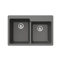 Thumbnail for Houzer Quartztone 33 inch Granite Composite Drop-in Topmount 60/40 Double Bowl Kitchen Sink