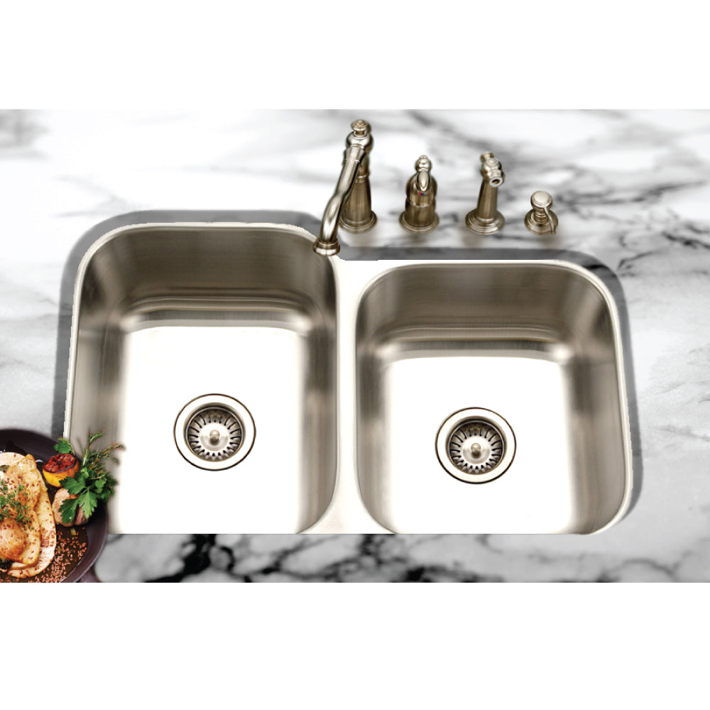 Houzer Medallion 32" Stainless Steel Undermount 60/40 Double Bowl Kitchen Sink with Small Bowl, Nested 20-Pack