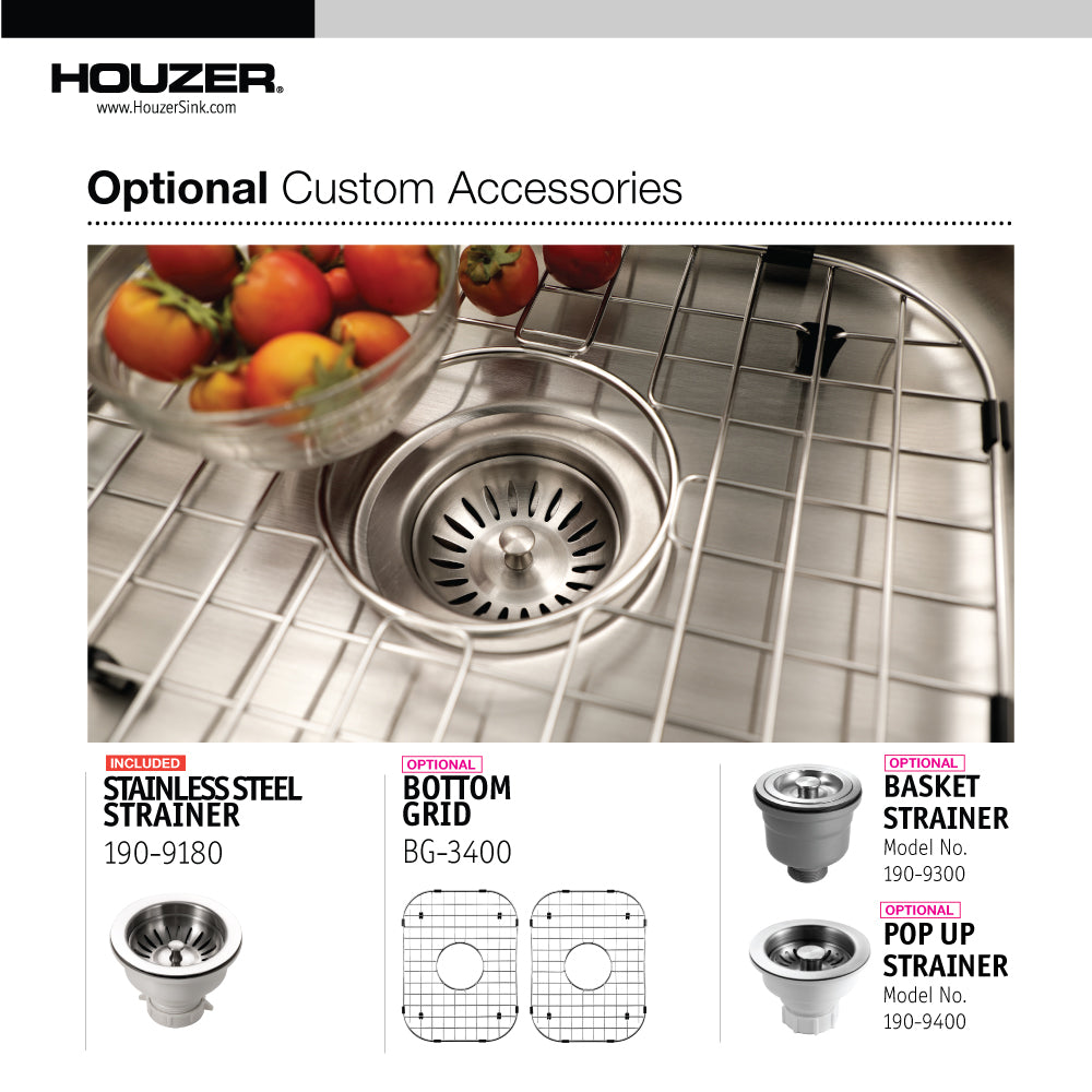 Houzer Medallion Gourmet 31 inch Stainless Steel Undermount 50/50 Double Bowl Kitchen Sink, Nested 20-Pack