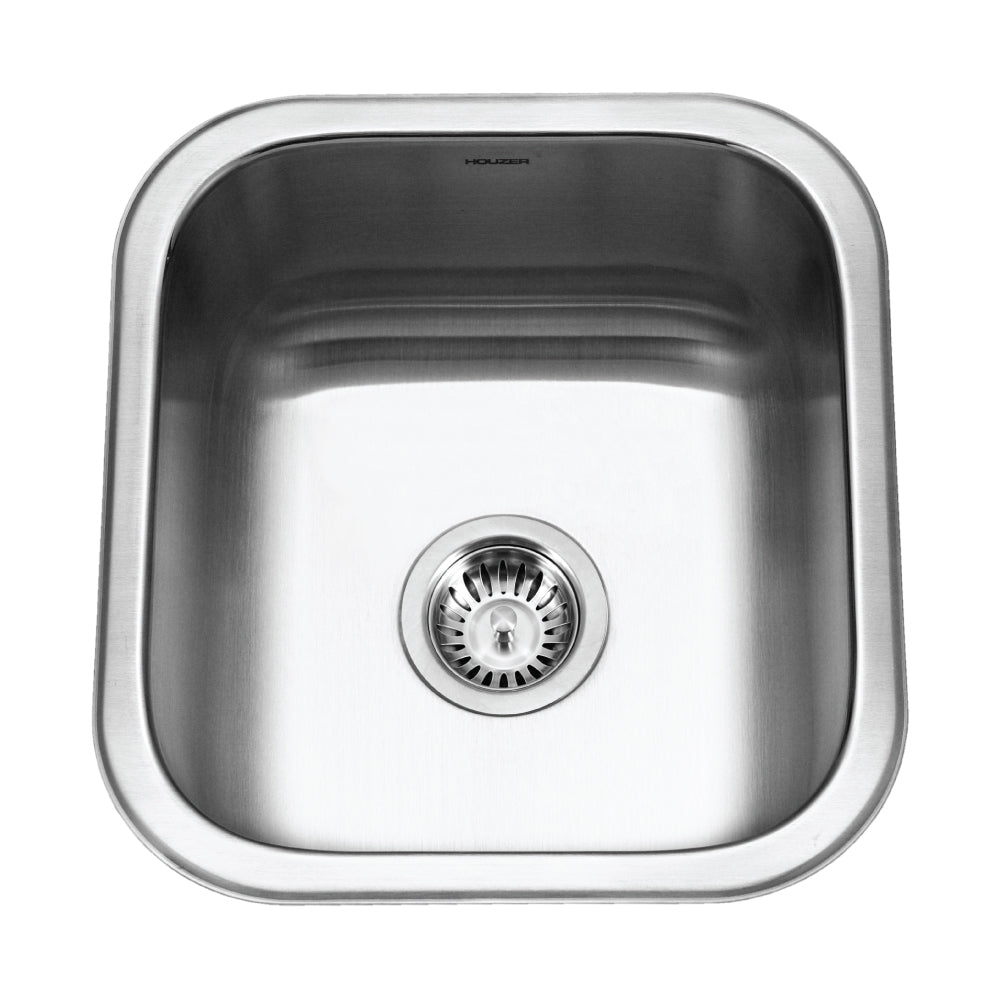 Houzer Club 17 inch Stainless Steel Undermount Bowl Bar and Prep Sink with Strainer & Bottom Grid