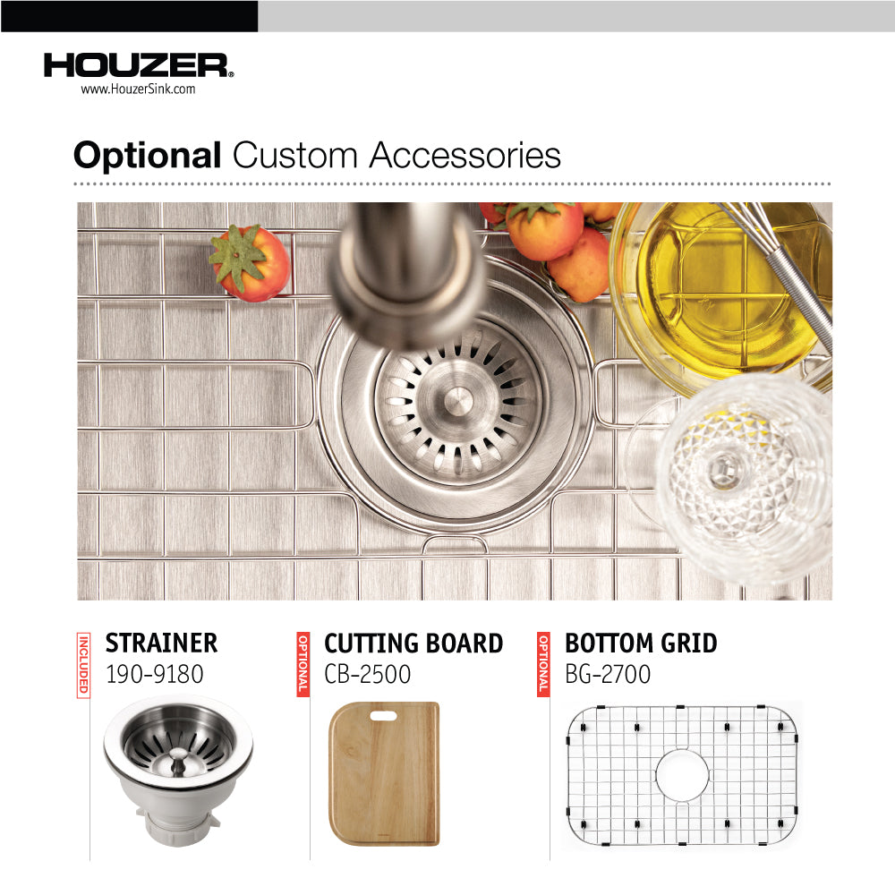 Houzer Medallion Designer Series Stainless Steel Undermount Single D-Bowl Kitchen Sink – Nested 20-Pack
