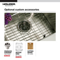 Thumbnail for Houzer Nouvelle 31 inch Stainless Steel Undermount 50/50 Double Bowl Kitchen Sink with Strainer & Grid
