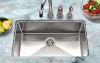 Thumbnail for Houzer Nouvelle 31 inch Stainless Steel Undermount Single Bowl Kitchen Sink with Strainer & Grid