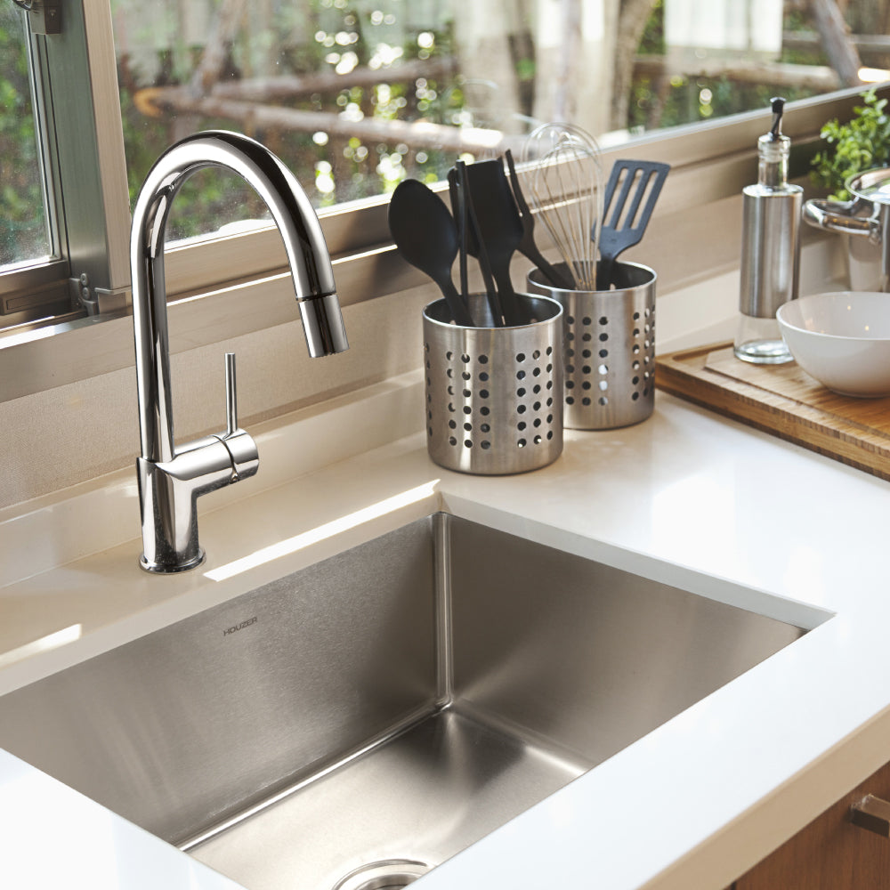 Houzer Nouvelle 23 inch Stainless Steel Undermount Single Bowl Kitchen Sink, Nested 20-Pack