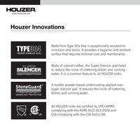 Thumbnail for Houzer Nouvelle 23 inch Stainless Steel Undermount Single Bowl Kitchen Sink with Strainer & Grid
