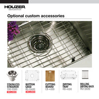 Thumbnail for Houzer Nouvelle 23 inch Stainless Steel Undermount Single Bowl Kitchen Sink, Nested 20-Pack