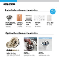 Thumbnail for Houzer Novus 18 Gauge Stainless Steel Undermount Dual Platform Workstation Single Bowl Kitchen Sink with Accessories