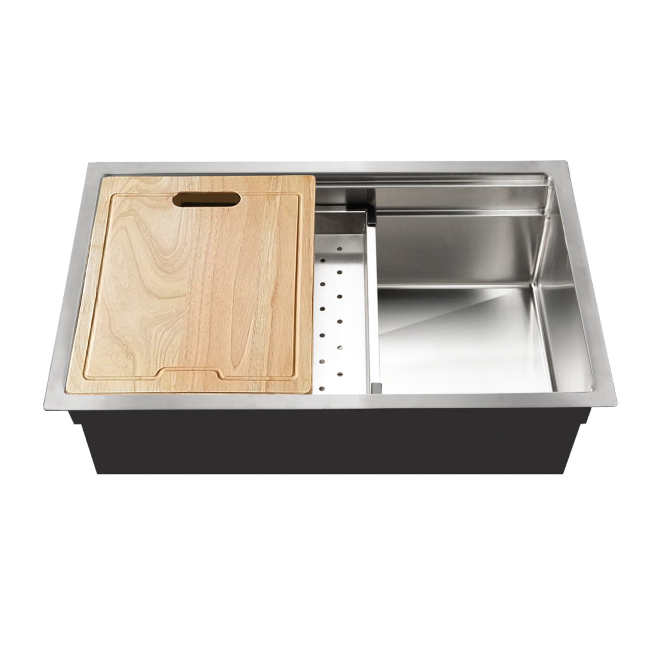 Houzer Novus 18 Gauge Stainless Steel Undermount Dual Platform Workstation Single Bowl Kitchen Sink with Accessories