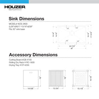 Thumbnail for Houzer Novus 18 Gauge Stainless Steel Undermount Dual Platform Workstation Single Bowl Kitchen Sink with Accessories