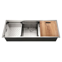 Thumbnail for Houzer Novus 18 Gauge Stainless Steel Undermount Dual Platform Workstation Single Bowl Kitchen Sink with Accessories