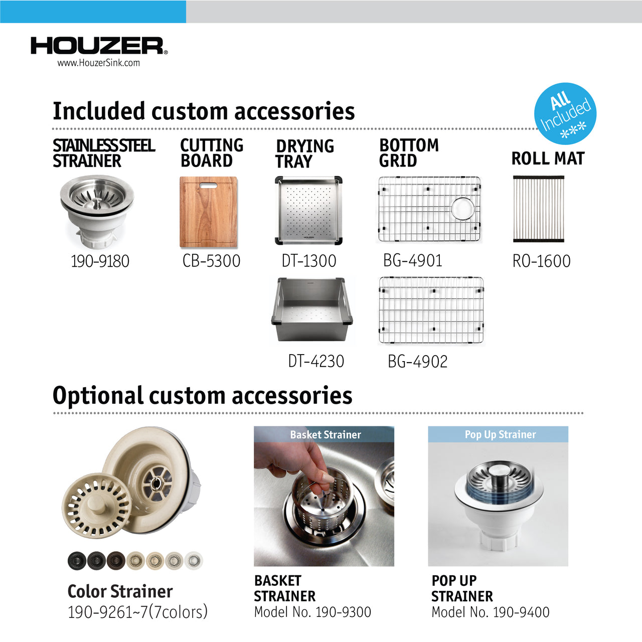 Houzer Novus 18 Gauge Stainless Steel Undermount Dual Platform Workstation Single Bowl Kitchen Sink with Accessories
