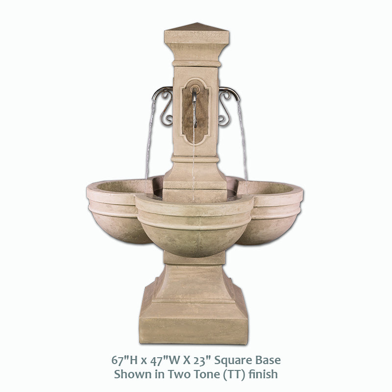 Navona Courtyard Outdoor Fountain with Two-Tone Finish and Rustic Iron Spouts