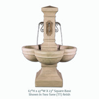 Thumbnail for Navona Courtyard Outdoor Fountain with Two-Tone Finish and Rustic Iron Spouts