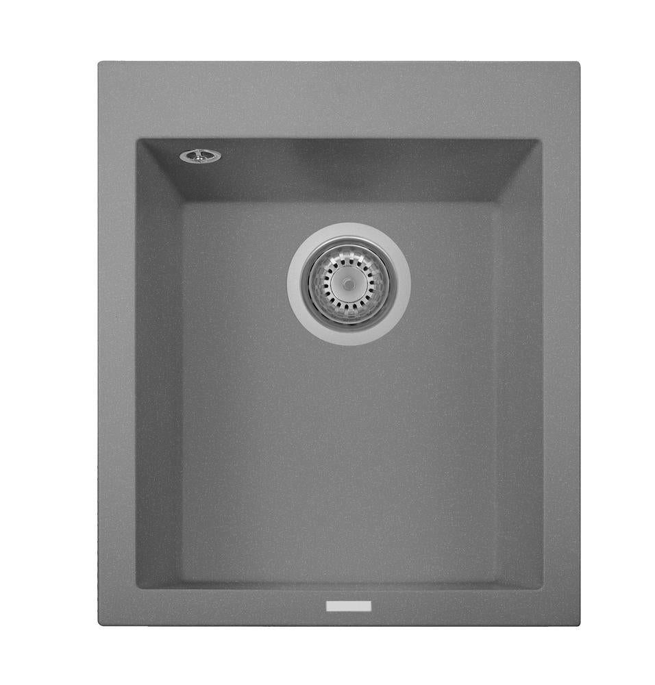 LaToscana 16" ONE Series Single Bowl Titanium Drop in Quartz Kitchen Sink in Grey