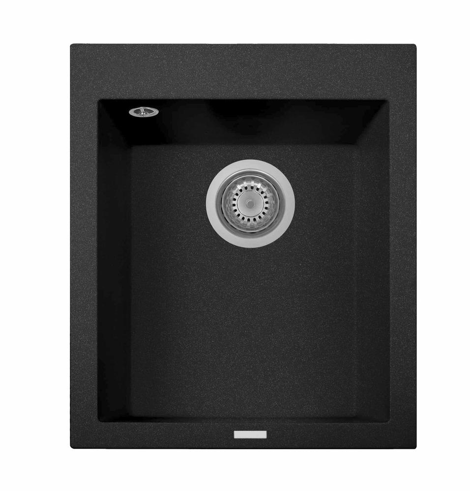 LaToscana 16" One Series Single Bowl Metallic Drop-In Quartz Kitchen Sink in Black