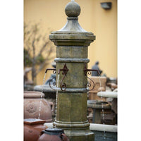 Thumbnail for Octavia Concrete Column Outdoor Fountain with Easy Pond Basin – 4-Spout Cast Stone Centerpiece
